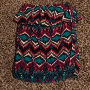 Multicolored strapless top